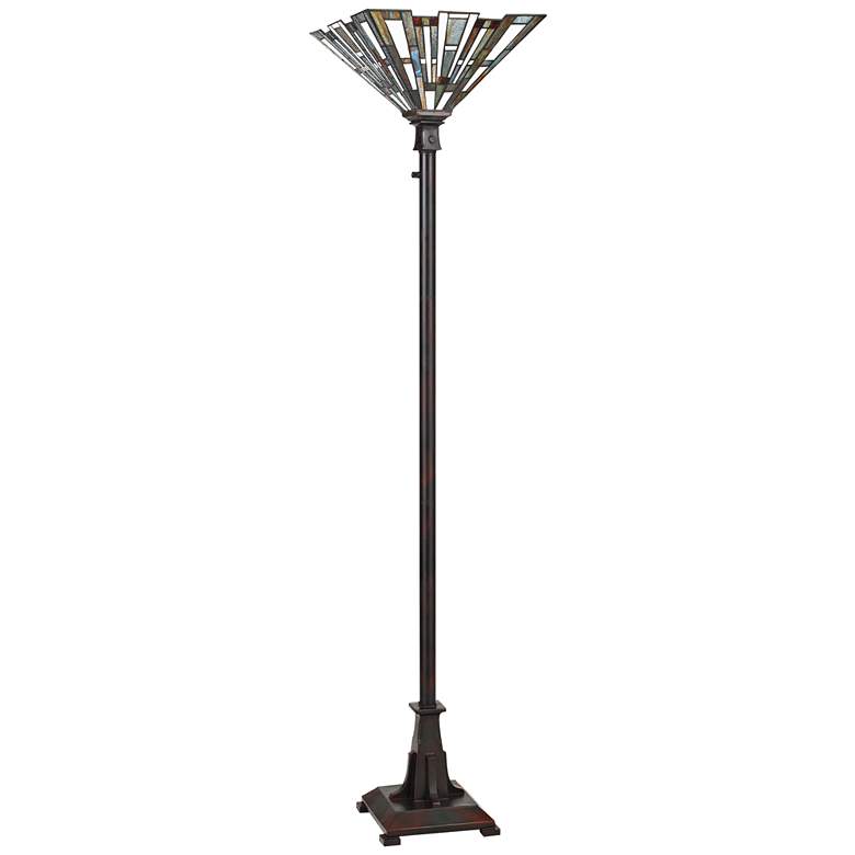 Image 3 Quoizel Maybeck 71" Valiant Bronze Tiffany-Style Torchiere Floor Lamp more views