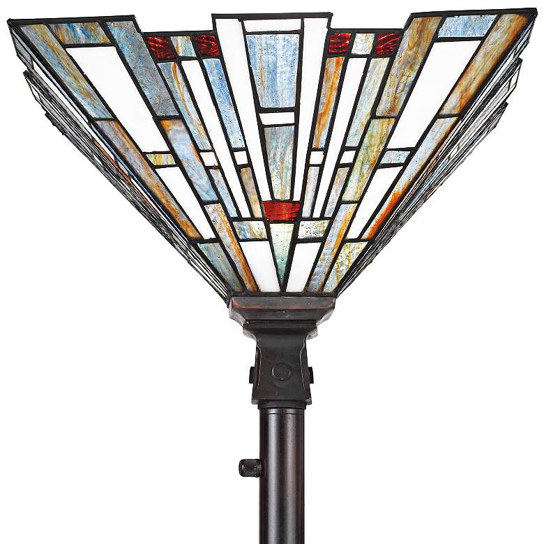 Image 5 Quoizel Maybeck 71" Valiant Bronze Tiffany-Style Torchiere Floor Lamp more views