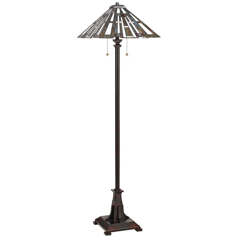 Quoizel Maybeck Valiant Bronze Tiffany-Style Floor Lamp more views
