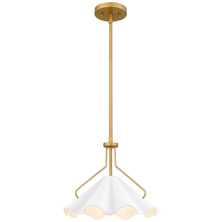 Image 1 Quoizel Mejia 14" Wide Aged Brass and White Pendant Light