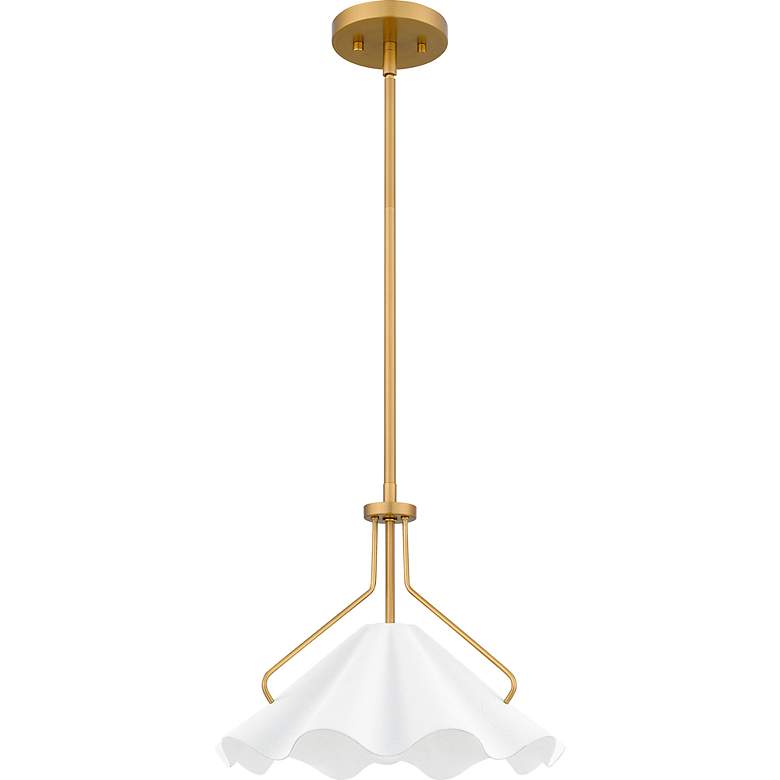 Image 2 Quoizel Mejia 14" Wide Aged Brass and White Pendant Light more views