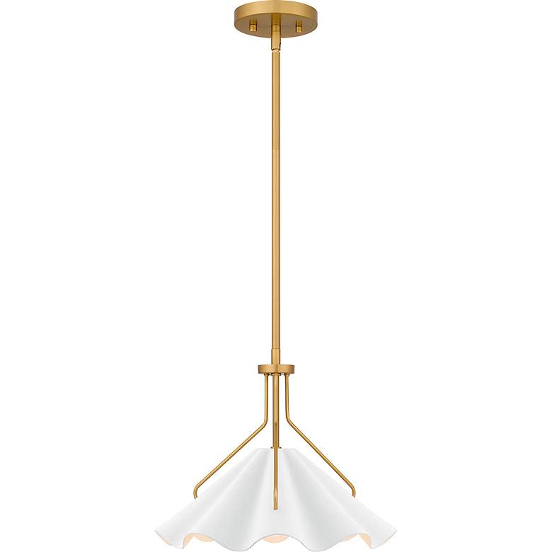 Image 3 Quoizel Mejia 14" Wide Aged Brass and White Pendant Light more views