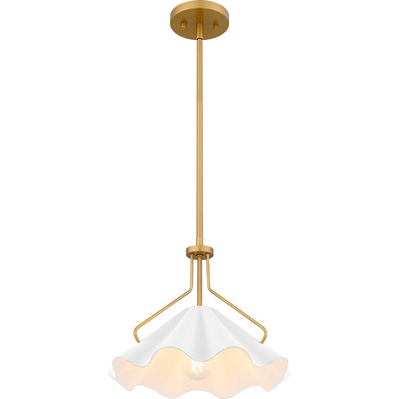 Image 4 Quoizel Mejia 14" Wide Aged Brass and White Pendant Light more views
