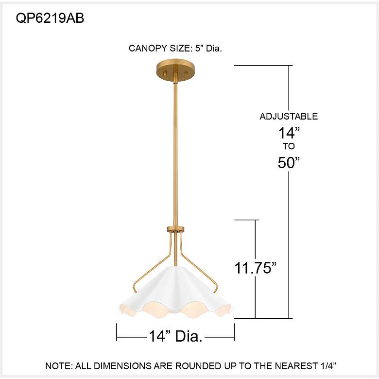 Image 7 Quoizel Mejia 14" Wide Aged Brass and White Pendant Light more views
