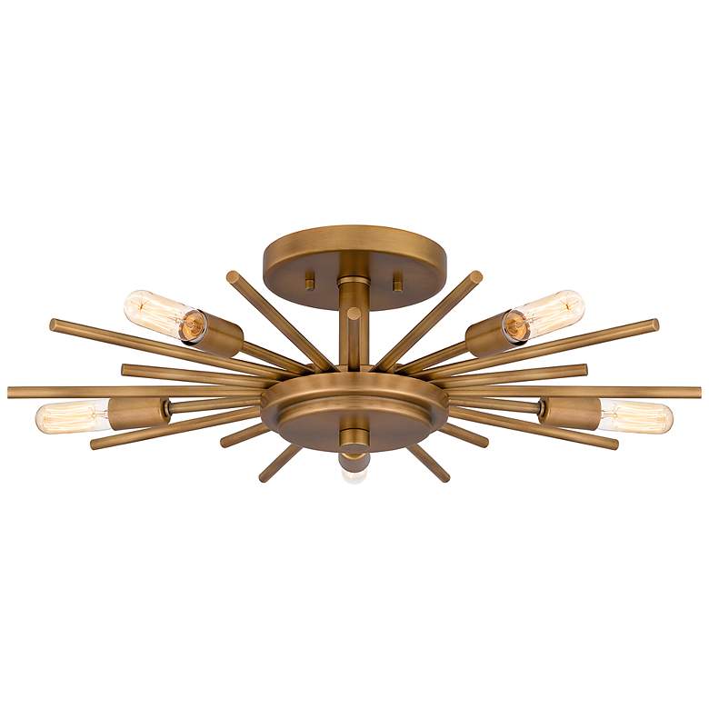 Image 3 Quoizel Mesquite 22" 5-Light Weathered Brass Starburst Ceiling Light