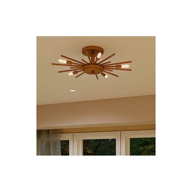 Image 2 Quoizel Mesquite 22" 5-Light Weathered Brass Starburst Ceiling Light