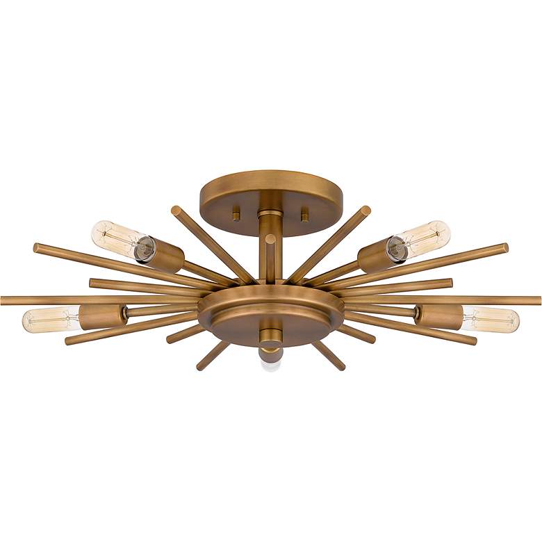Image 5 Quoizel Mesquite 22" 5-Light Weathered Brass Starburst Ceiling Light more views