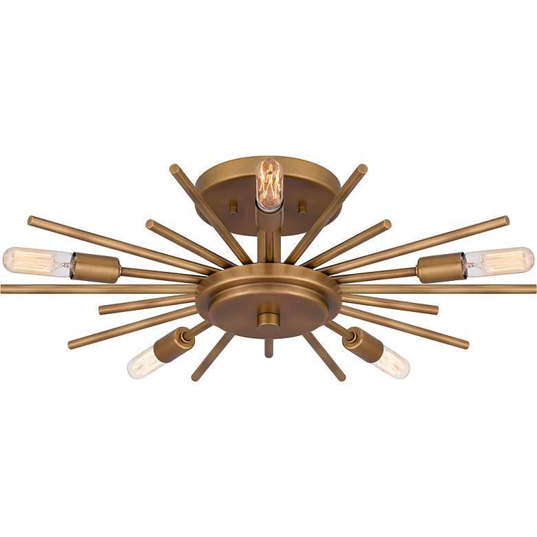 Image 6 Quoizel Mesquite 22" 5-Light Weathered Brass Starburst Ceiling Light more views