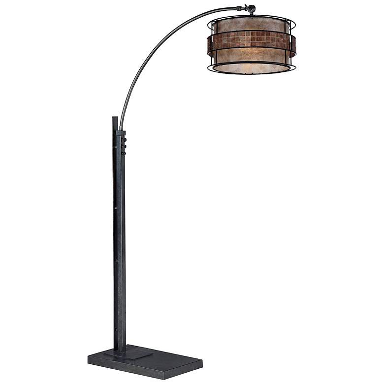 Image 1 Quoizel Mica Bronze and Black Finish Arc Floor Lamp