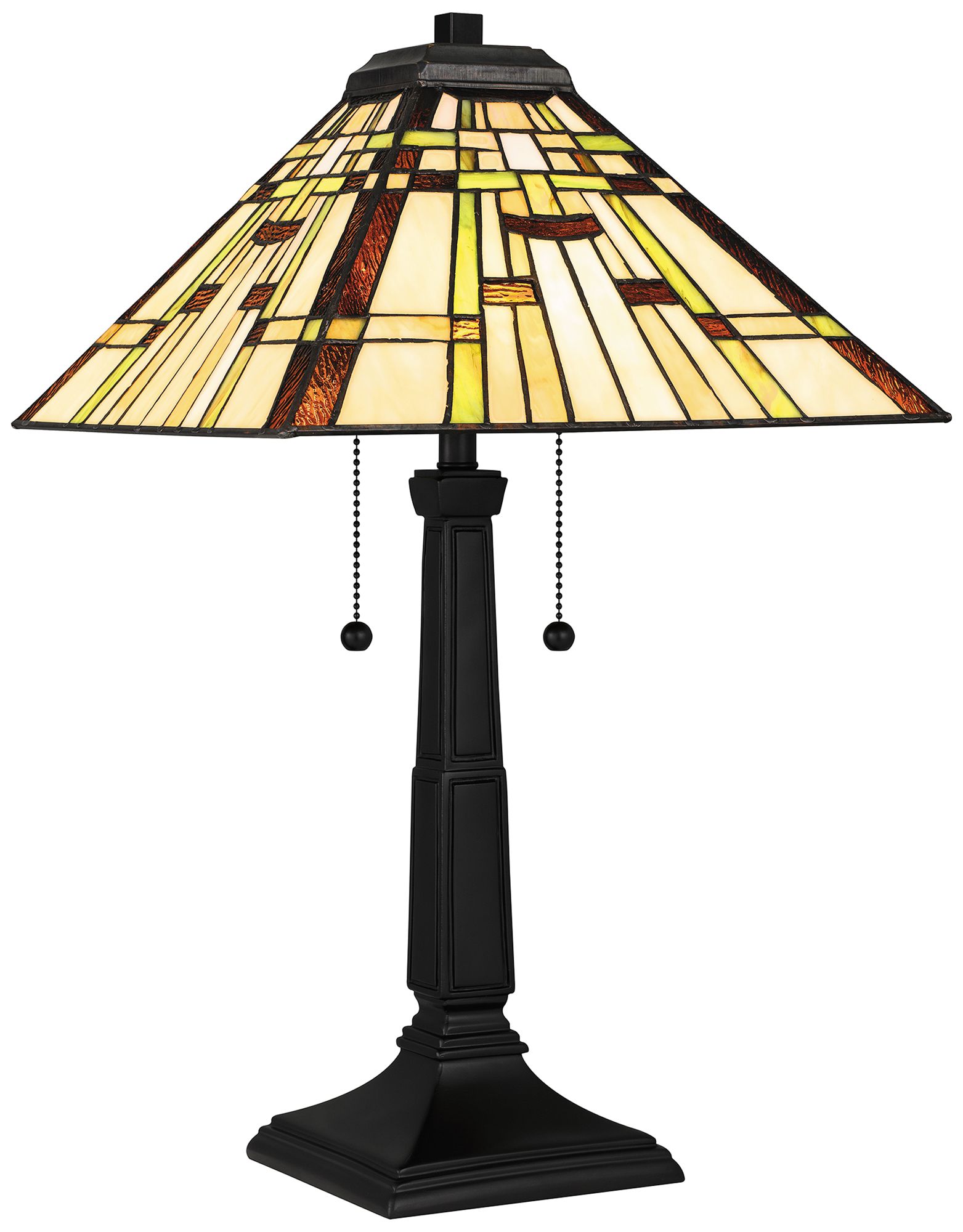 Quoizel Mill Run 23 1/2" High Mission Art Glass Matte Black Table Lamp