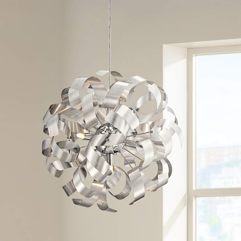 Image 1 Quoizel Millenia Ribbons 17" Wide Modern Globe Orb Silver Pendant