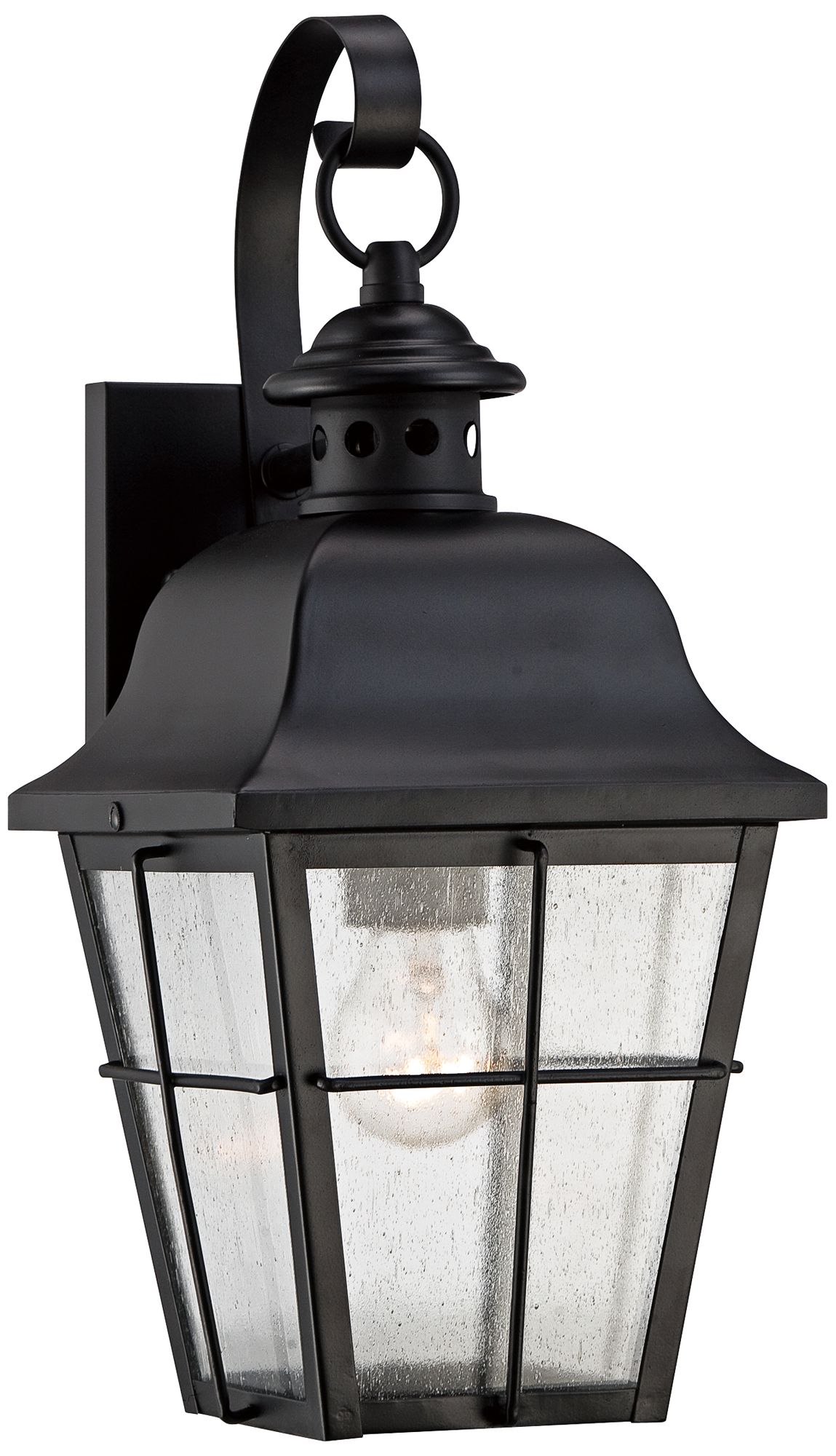 black half lantern wall light