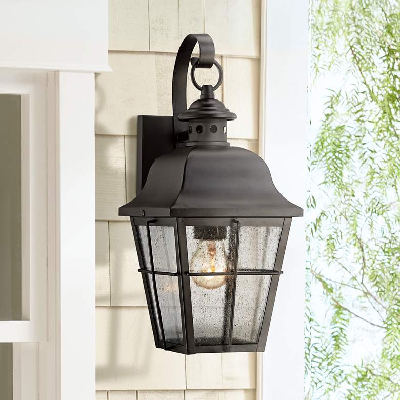 Image 1 Quoizel Millhouse 15 1/2" High Black Outdoor Wall Light