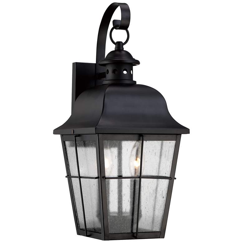 Image 2 Quoizel Millhouse 18" High Black and Seeded Glass Outdoor Wall Light