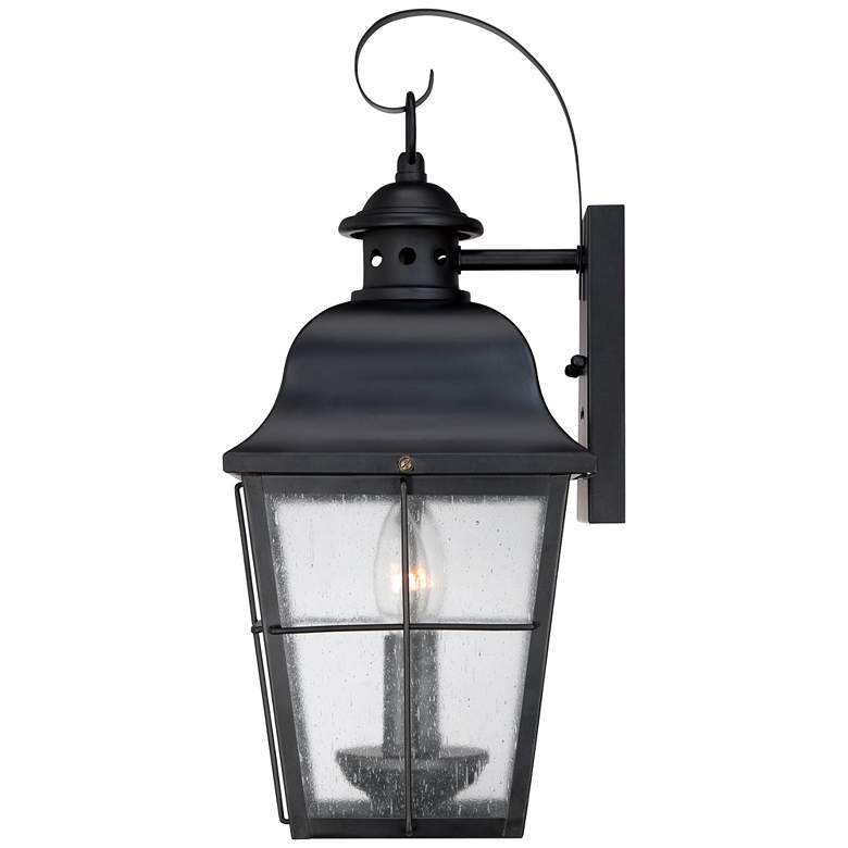 Image 4 Quoizel Millhouse 18" High Black and Seeded Glass Outdoor Wall Light more views