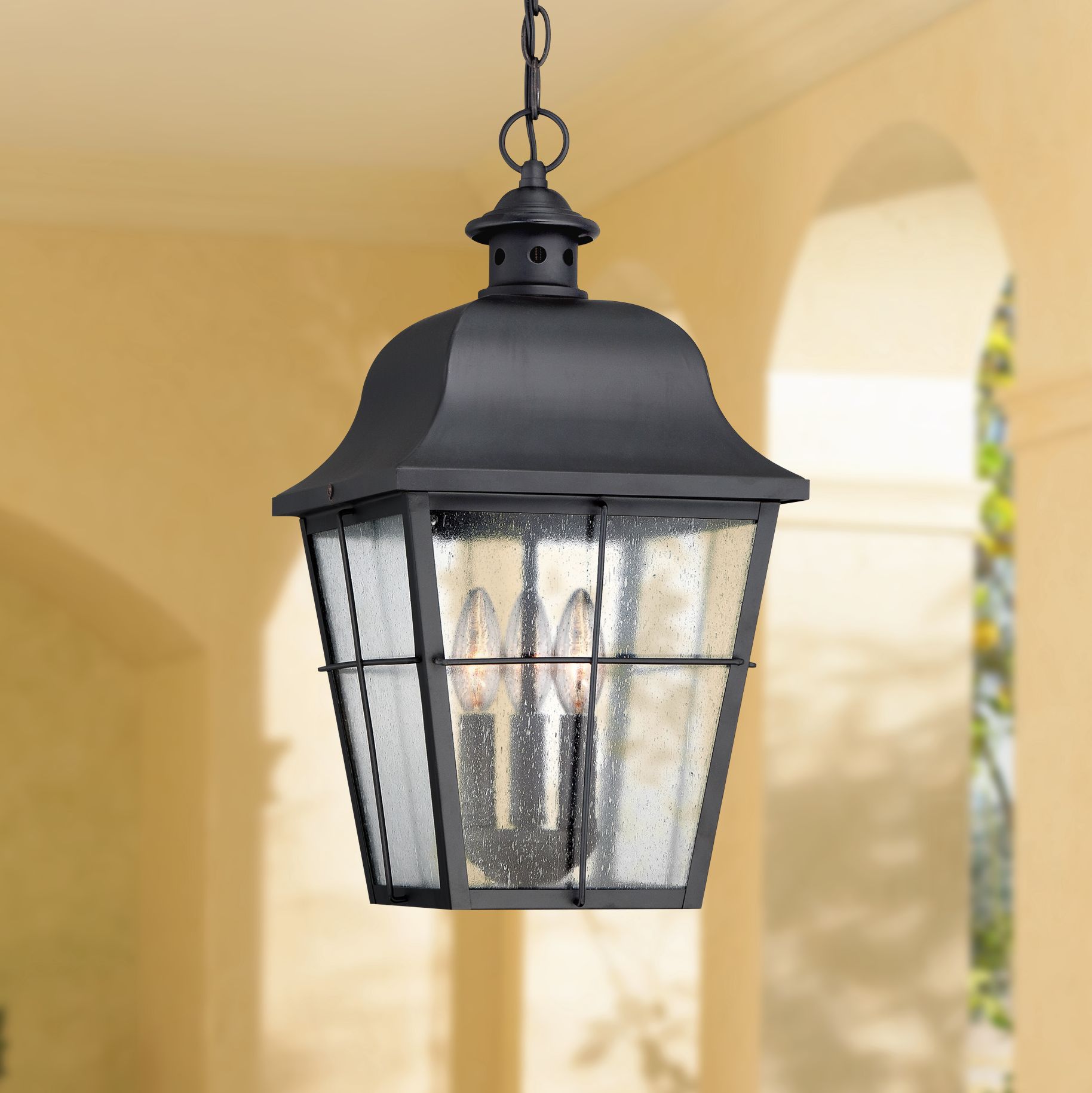 Black hanging deals porch light