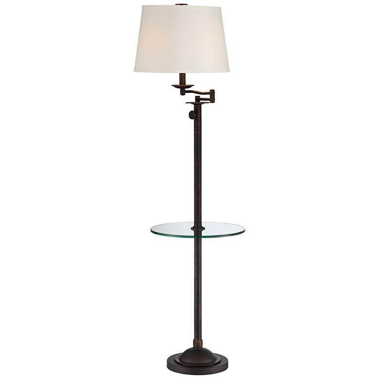 Image 1 Quoizel Millington Bronze Swing Arm Tray Table Floor Lamp