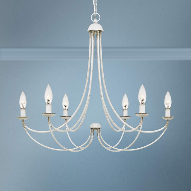 Image 1 Quoizel Mirren 28" Wide Antique White 6-Light Chandelier