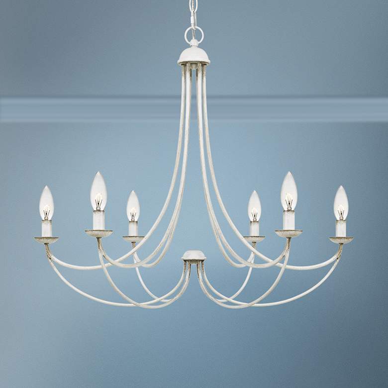 Image 1 Quoizel Mirren 28 inch Wide Antique White 6-Light Chandelier