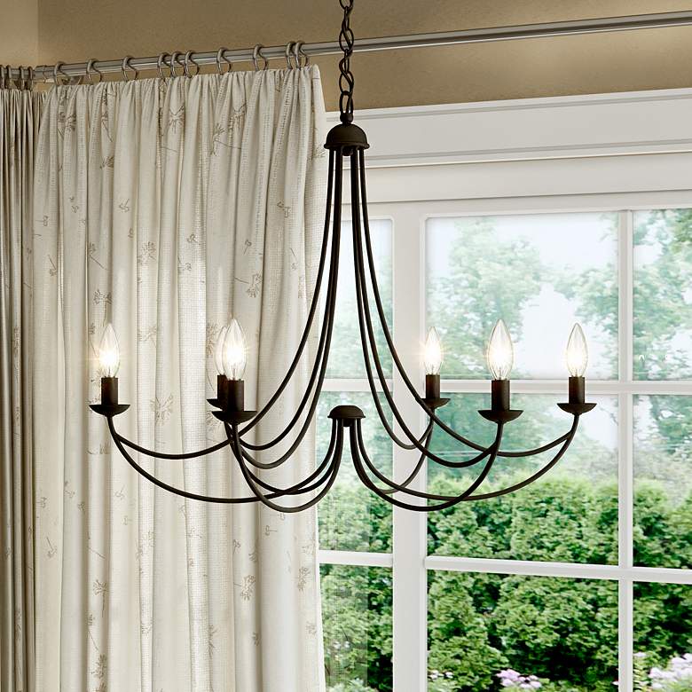 Image 1 Quoizel Mirren 28" Wide Imperial Bronze 6-Light Candelabra Chandelier