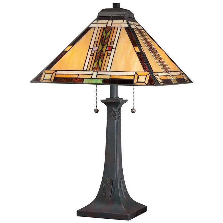 Image 2 Quoizel Mission 25" High Tiffany-Style Art Glass Table Lamp