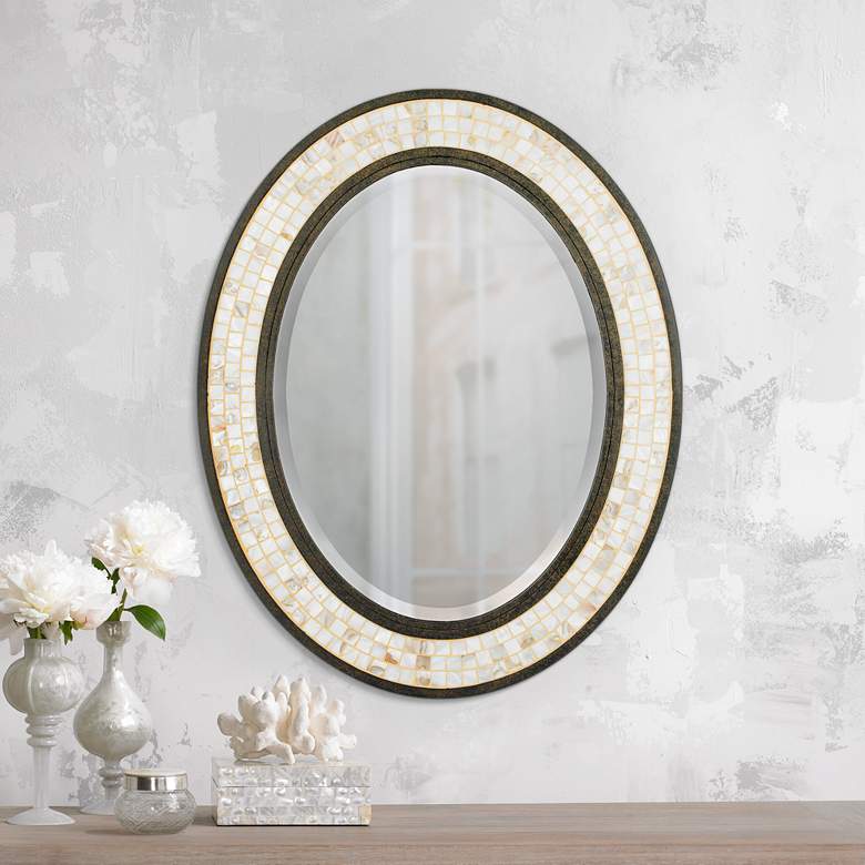 Image 1 Quoizel Monterey Mosaic 30 inch High Oval Wall Mirror