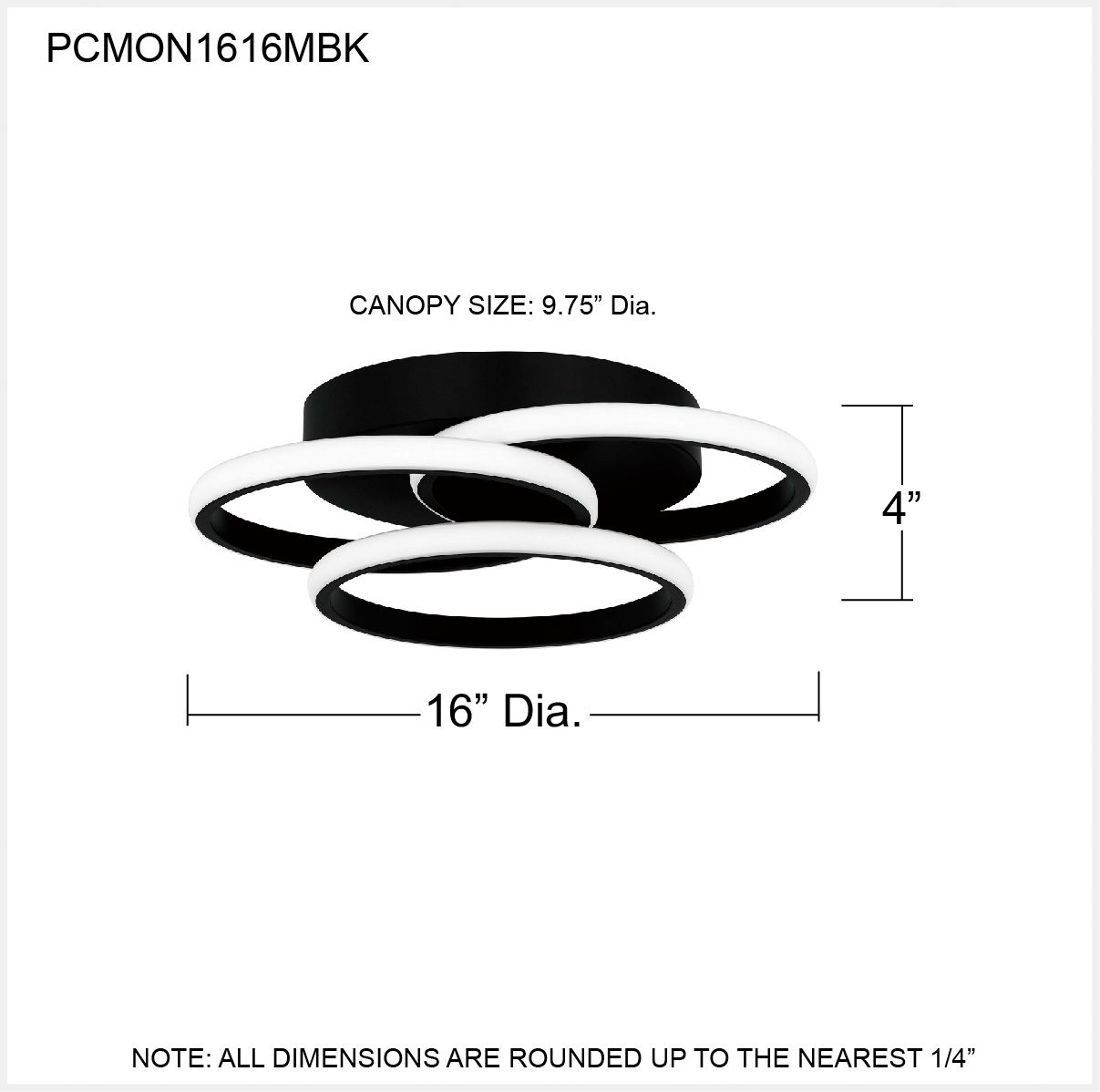 Quoizel Moonan 16" Wide Matte Black LED Ceiling Light in scene