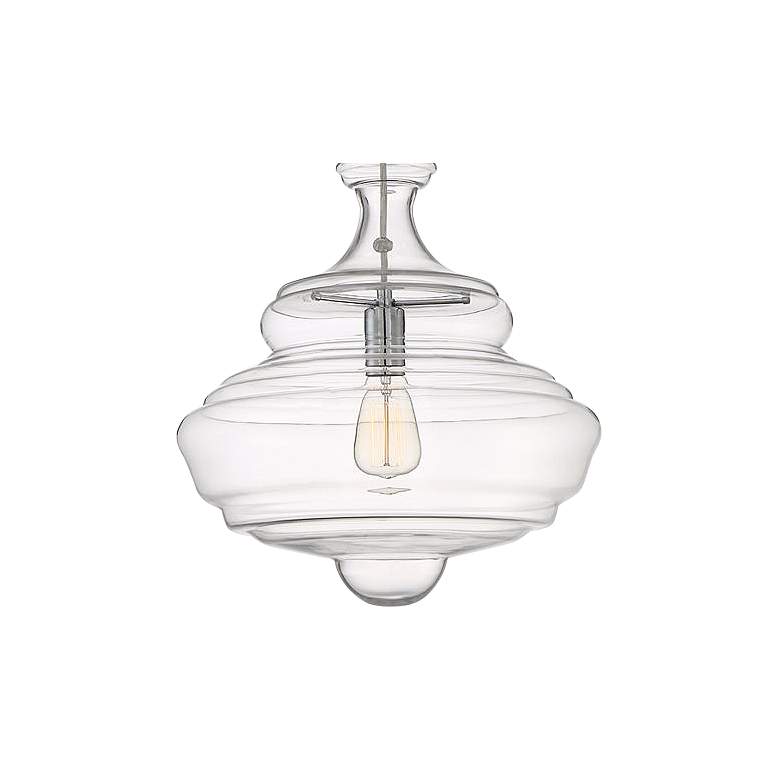 Image 2 Quoizel Morocco 16 inch WIde 1-Light Chrome and Clear Glass Pendant more views