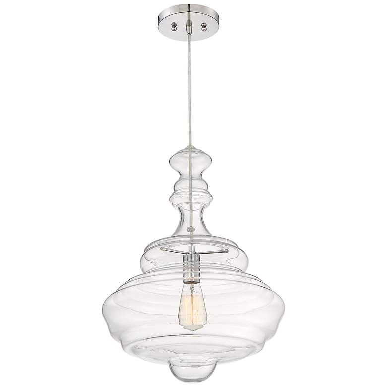 Image 3 Quoizel Morocco 16 inch WIde 1-Light Chrome and Clear Glass Pendant more views