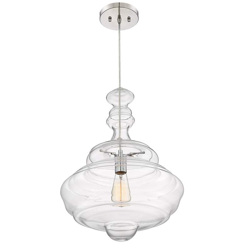 Image 4 Quoizel Morocco 16 inch WIde 1-Light Chrome and Clear Glass Pendant more views