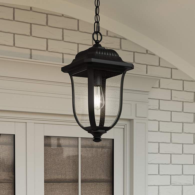 Image 1 Quoizel Mulberry 18 1/4"H Matte Black Outdoor Hanging Light