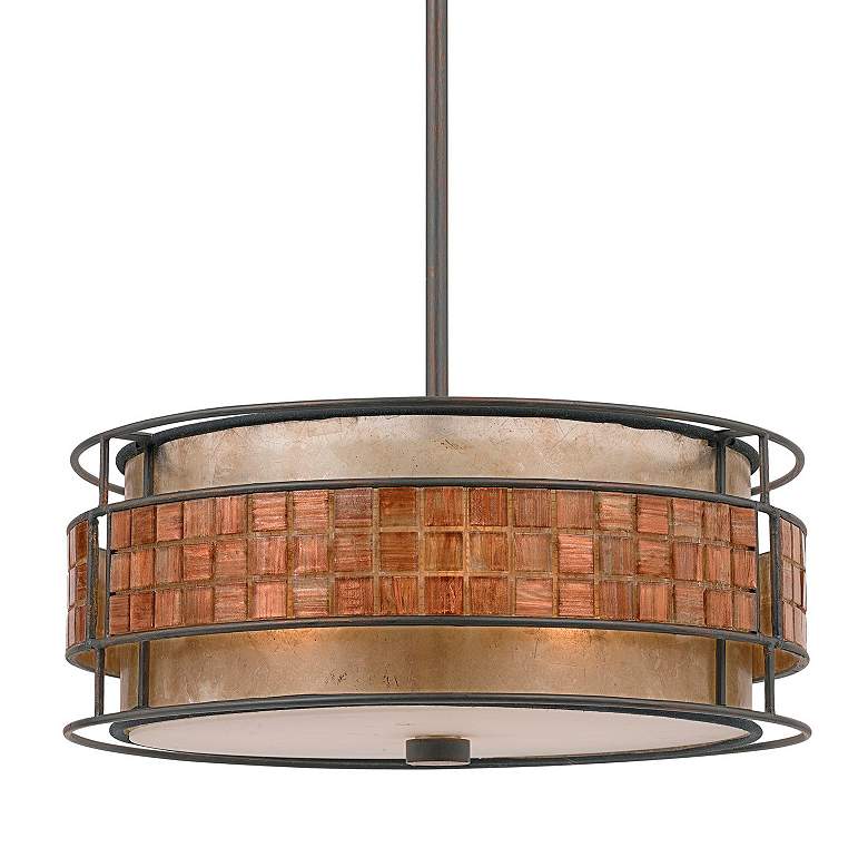 Image 3 Quoizel Naturals 16 inch Wide Mica Mosaic Drum Pendant Light