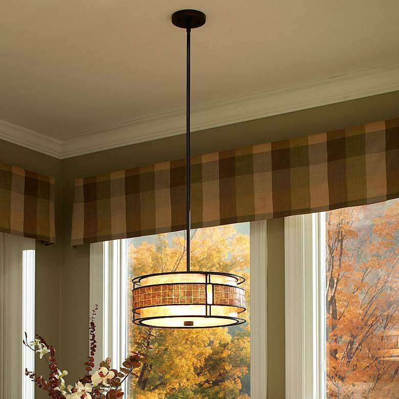 Image 4 Quoizel Naturals 16" Wide Mica Mosaic Drum Pendant Light more views