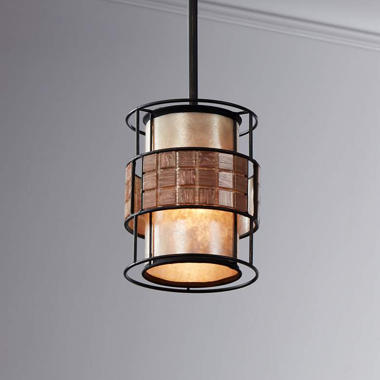 Image 2 Quoizel Naturals 6" Wide Mica Mosaic Shade Mini Pendant Light