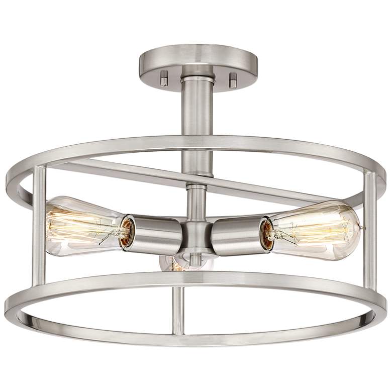 Image 2 Quoizel New Harbor 15"W Brushed Nickel 3-Light Ceiling Light