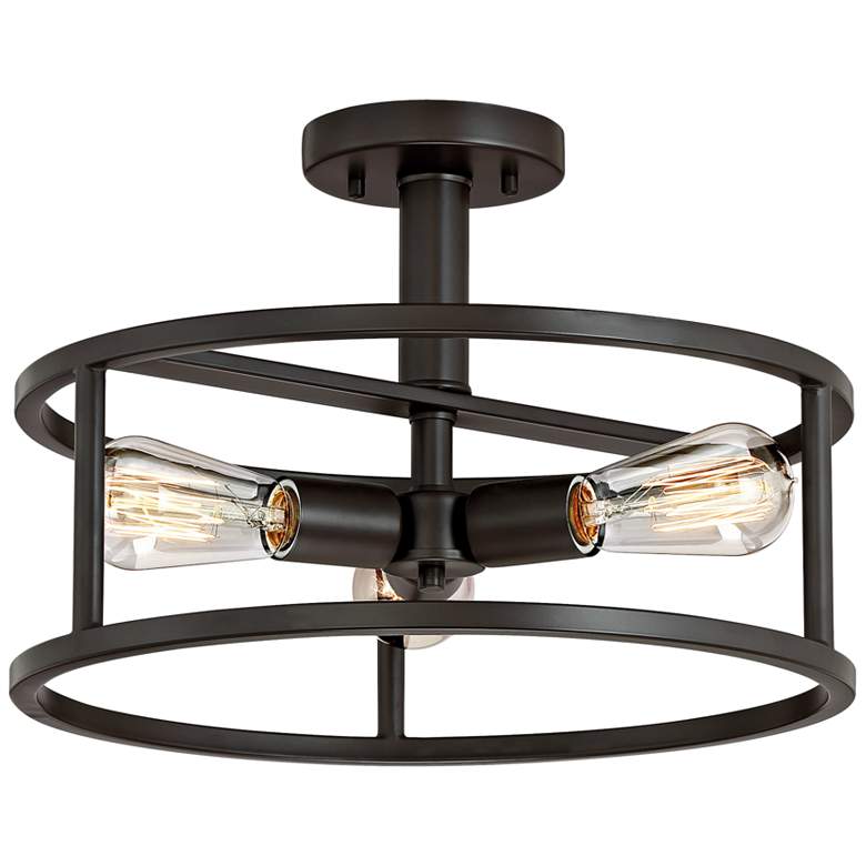 Image 2 Quoizel New Harbor 15 inchW Western Bronze 3-Light Ceiling Light