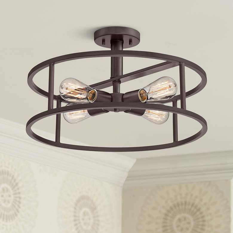Image 1 Quoizel New Harbor 18" Wide Western Bronze 4-Light Ceiling Light