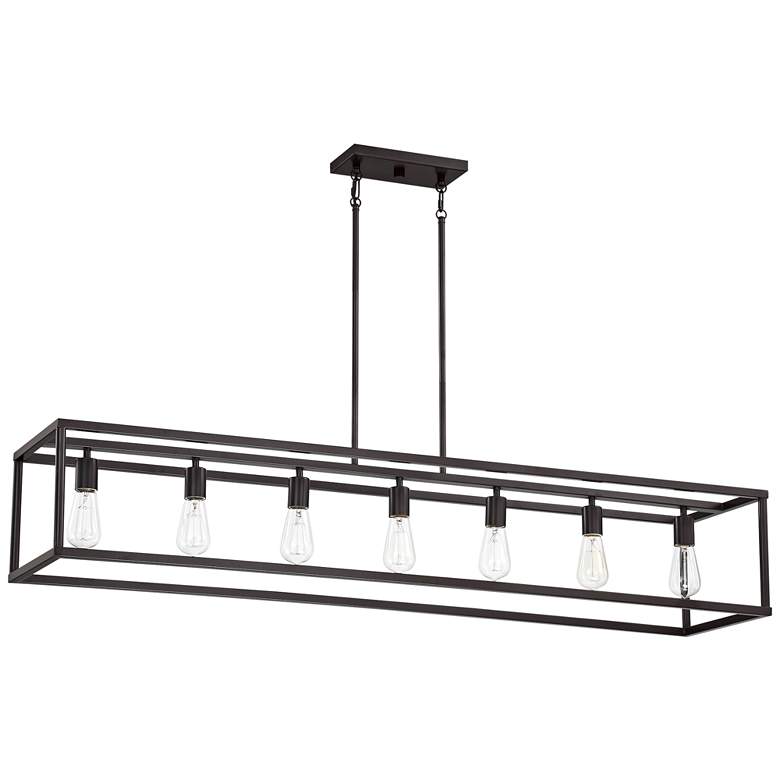 Image 3 Quoizel New Harbor 52" Wide Bronze Kitchen Island Linear Chandelier more views
