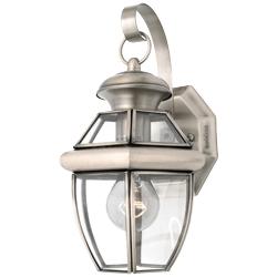 Quoizel Newbury 11.5" Pewter Traditional Lantern Outdoor Wall Light