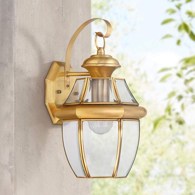 Image 1 Quoizel Newbury 14" High Polished Brass Outdoor Wall Light