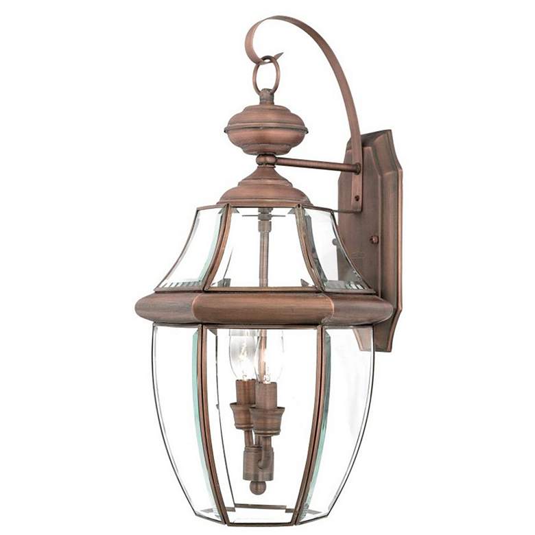 Image 1 Quoizel Newbury 20 inchH Aged Copper Outdoor Lantern Wall Light