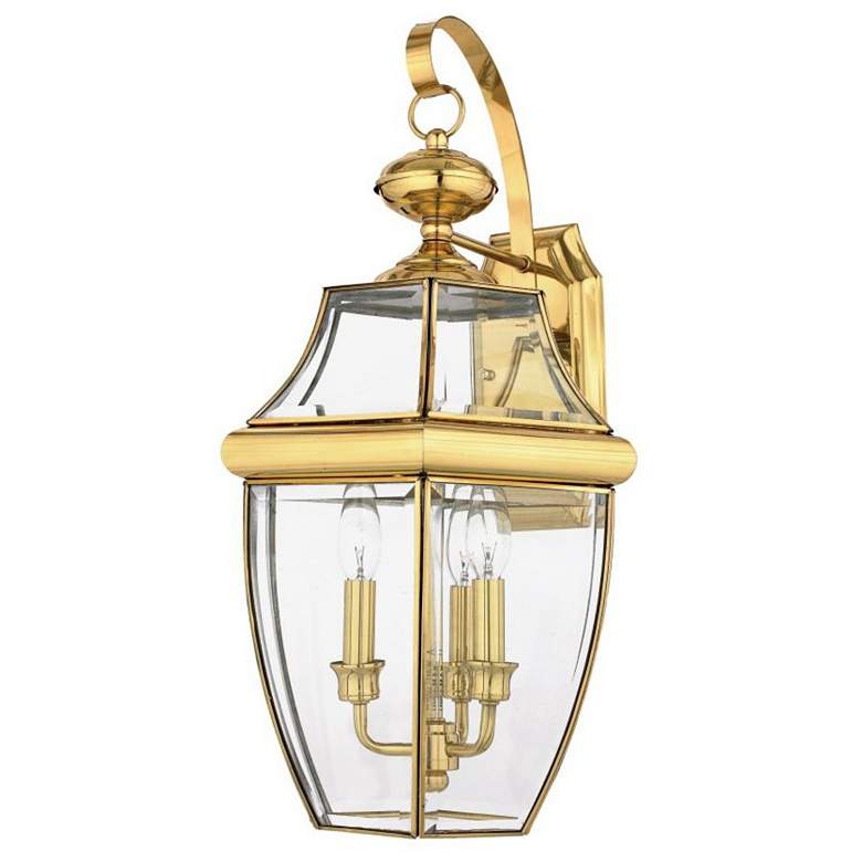 Image 1 Quoizel Newbury 22 1/2" High 3-Light Polished Brass Outdoor Wall Light