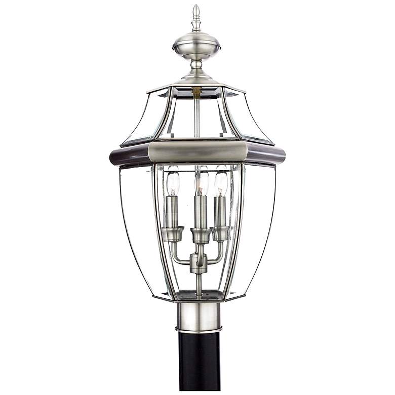 Image 1 Quoizel Newbury 23" High Pewter 3-Light Outdoor Post Light