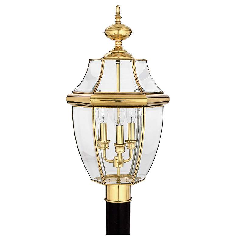 Image 1 Quoizel Newbury 23" High Traditional Brass Outdoor Post Light Lantern