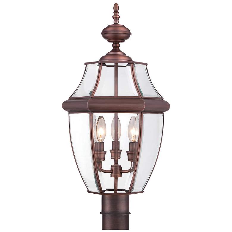 Image 1 Quoizel Newbury 23"H Aged Copper 3-Light Outdoor Post Light