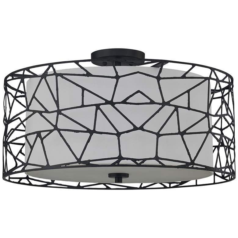 Image 2 Quoizel Newcastle 23 1/2 inch Wide Matte Black 4-Light Drum Ceiling Light