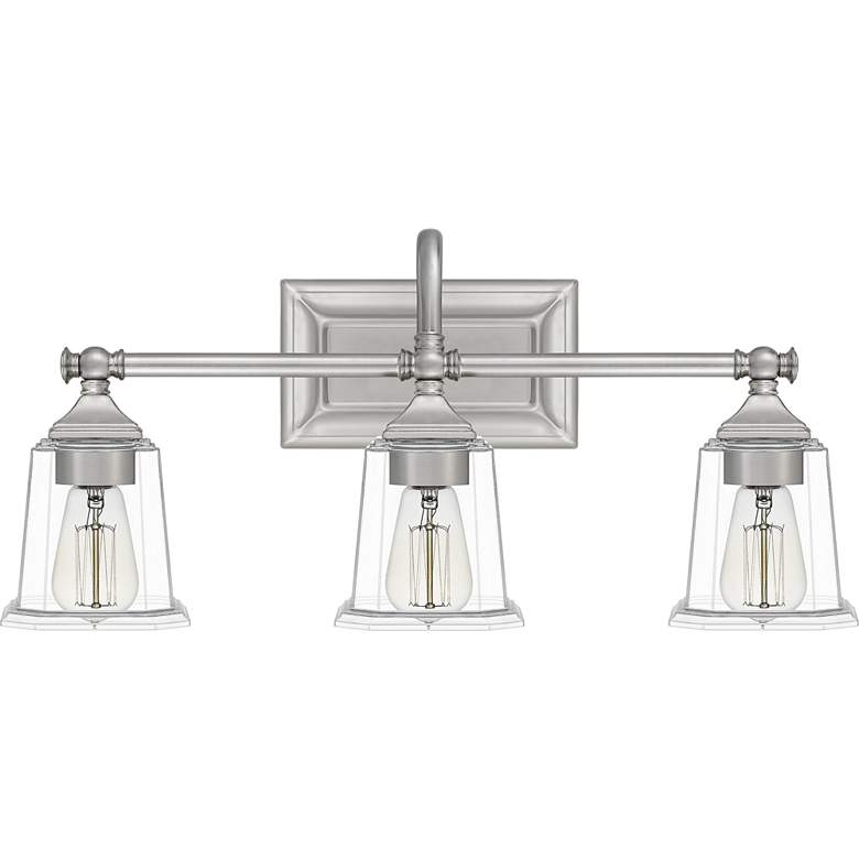 Image 3 Quoizel Nicholas 22 inch Wide Brushed Nickel 3-Light Bath Light more views