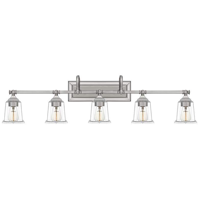 Image 1 Quoizel Nicholas 41 3/4"W Brushed Nickel 5-Light Bath Light