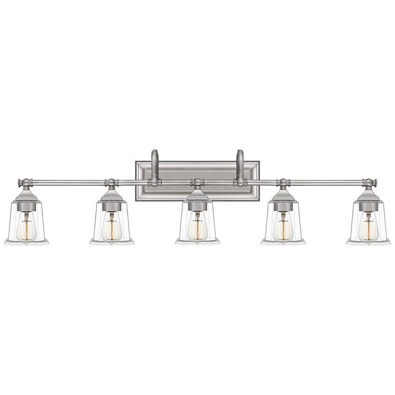 Image 1 Quoizel Nicholas 41 3/4 inchW Brushed Nickel 5-Light Bath Light