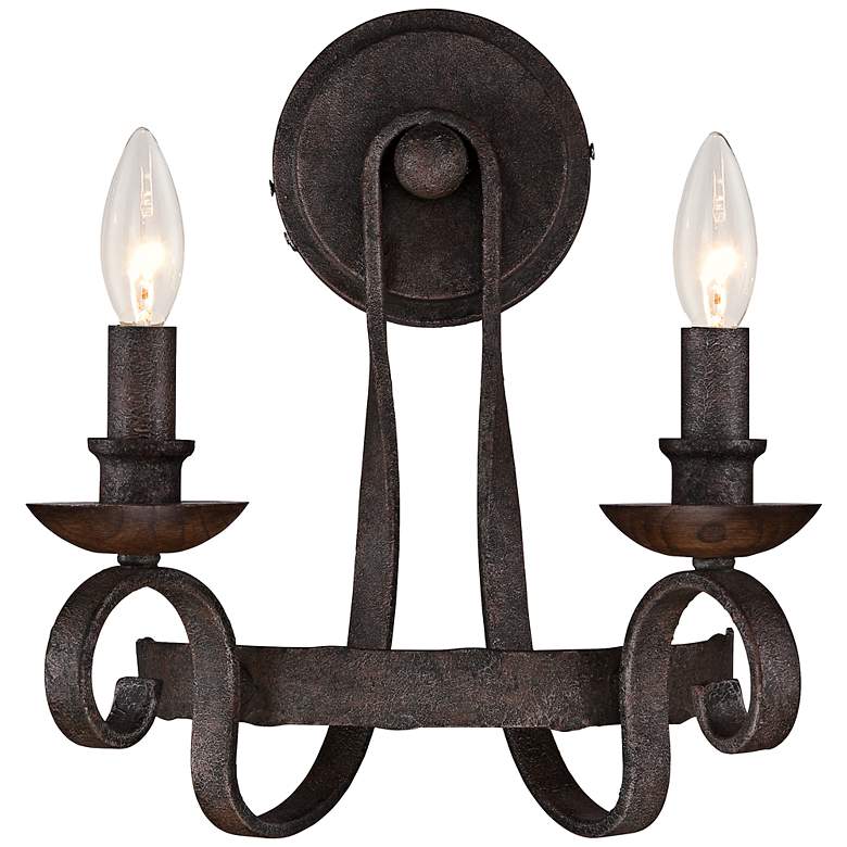 Image 2 Quoizel Noble 14 inch High Rustic Black Wall Sconce